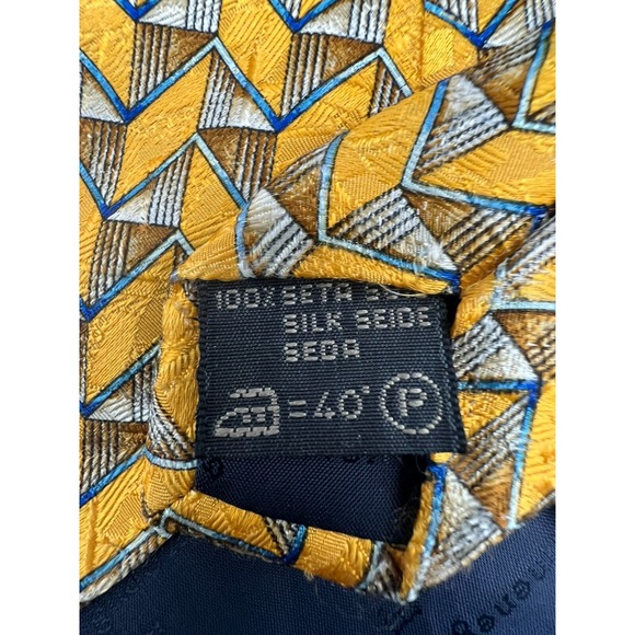 ERMENEGILDO ZEGNA Men's Silk Necktie ITALY Designer Geometric L: 59.5" W:3.75" - Picture 3 of 11